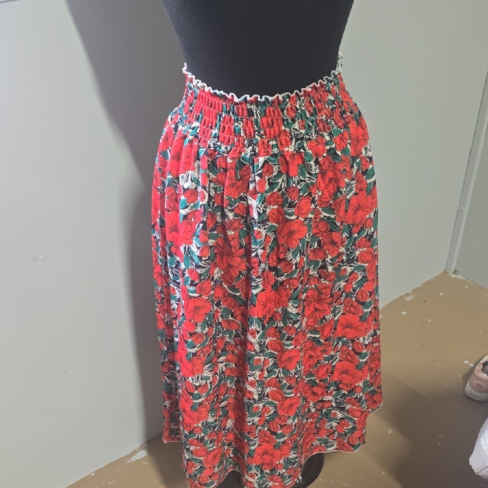 Floral Red Skirt